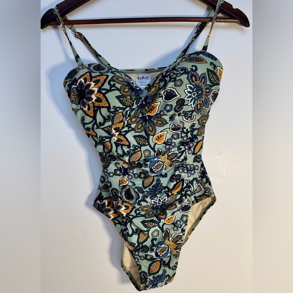 Tahiti boho floral one piece swimsuit small - Picture 1 of 8
